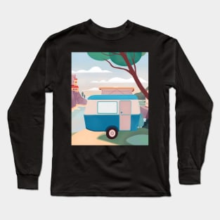 Vintage Caravan by the Sea Long Sleeve T-Shirt